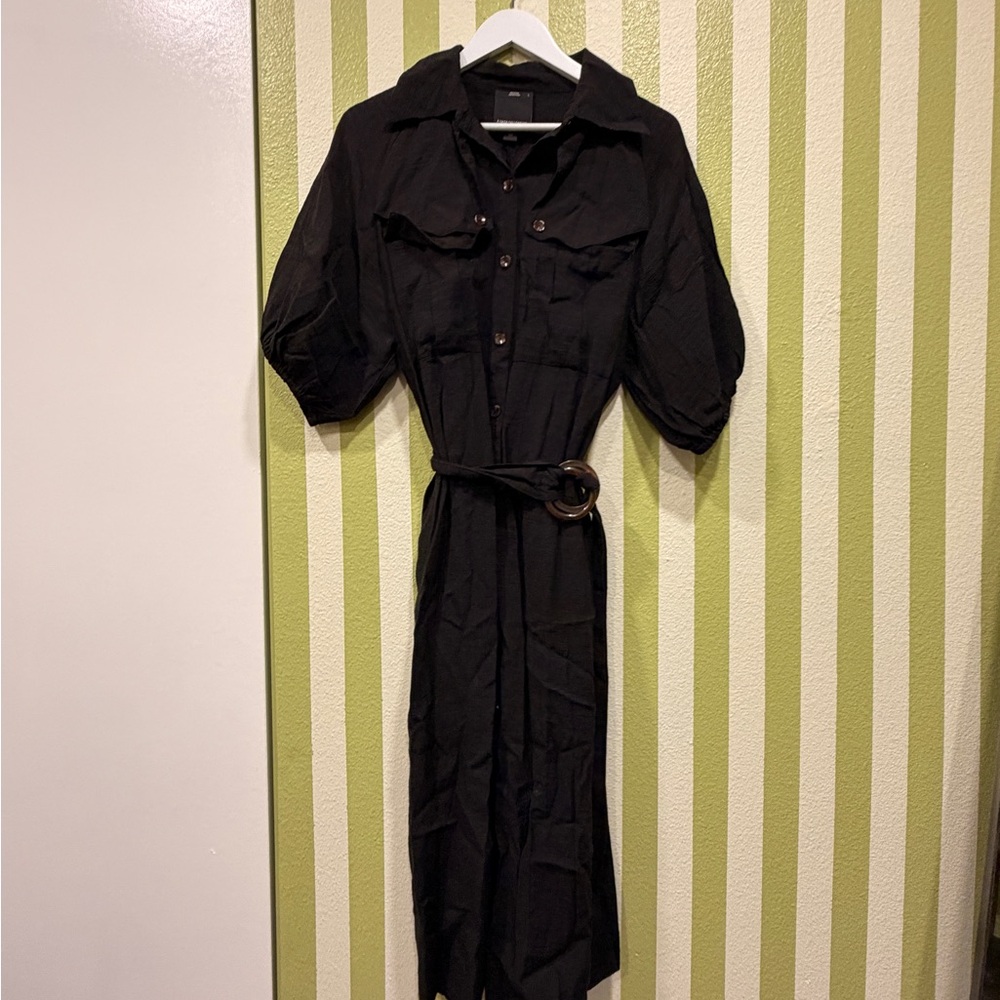 C/MEO Collective Black Midi Dress with Belt